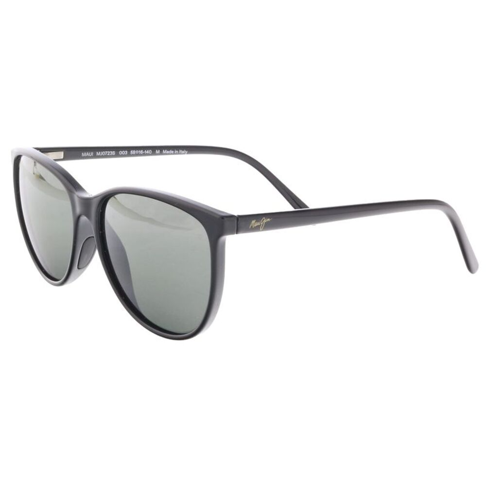 Maui Jim MJ0723S-003 Sleek Black Cat-Eye Sunglasses Polarized Grey
